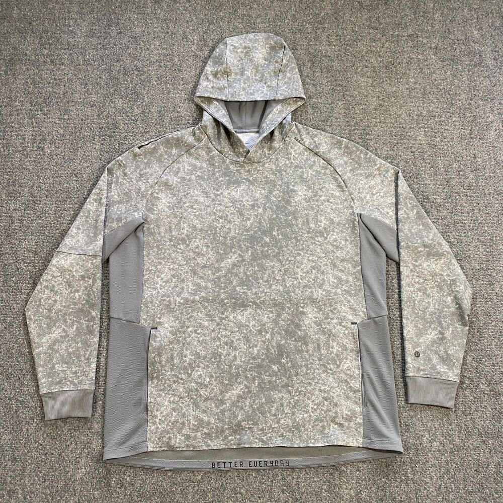 Lululemon Textured Tech Hoodie Adult XXL Gray White Tie Dye Active Training